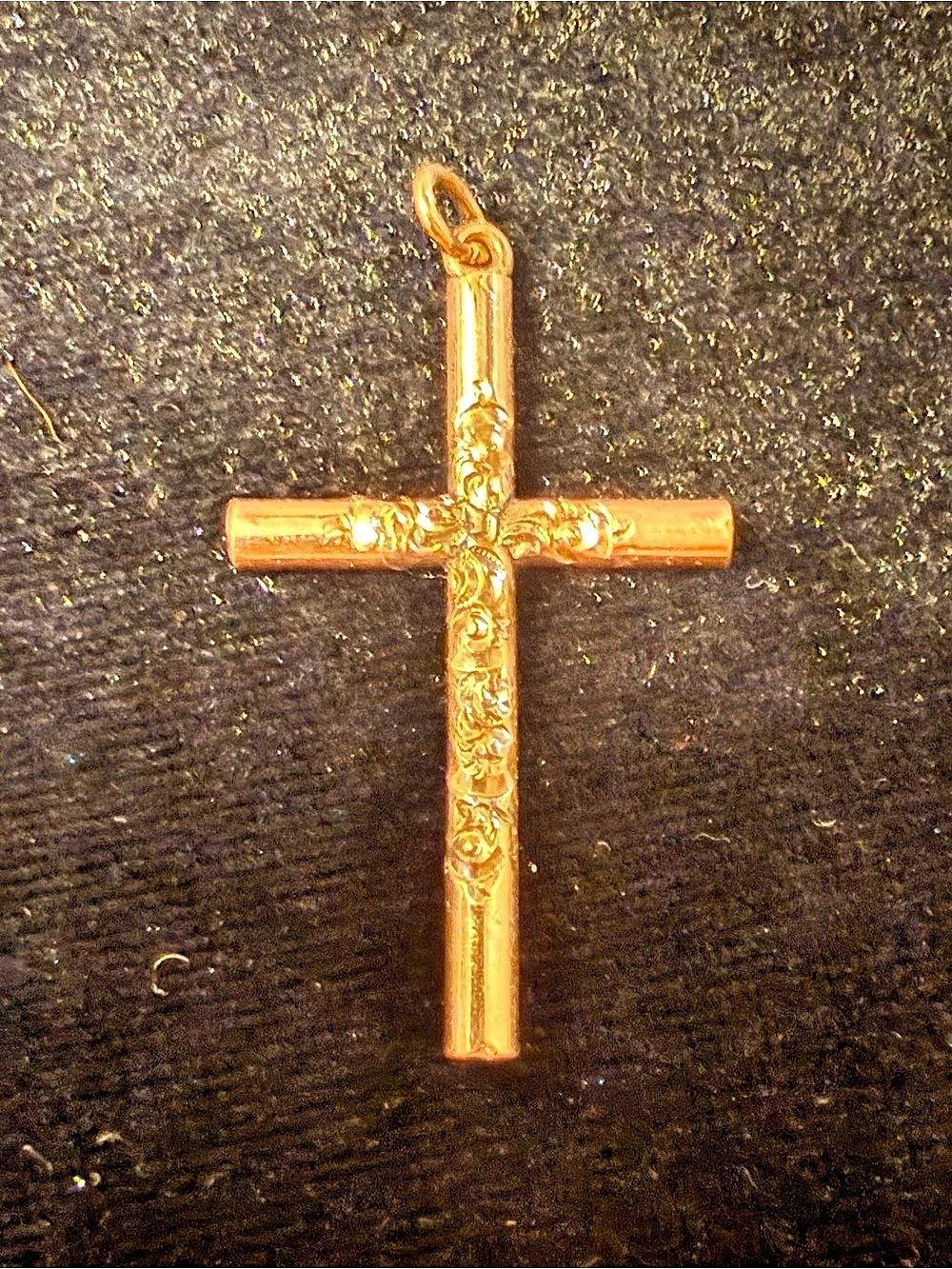Gold-Tone Engraved Cross Pendant